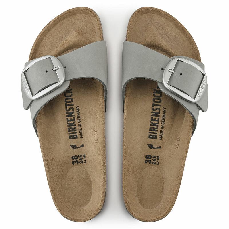 Birkenstock Big Přezkou Nubuck Læder Madrid Dame Grå | DK 409ZUT